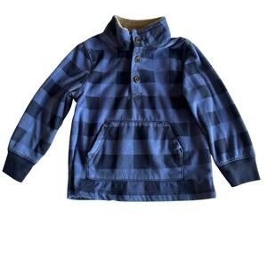 Carter's Toddler Boys Blue Checkered Fleece Pullover Winter Sweater Shirt 3T